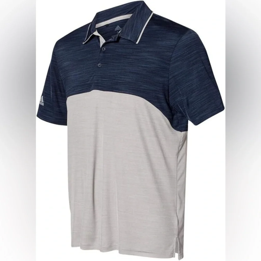 Adidas Men’s Navy and Light Gray Colorblock Golf Polo